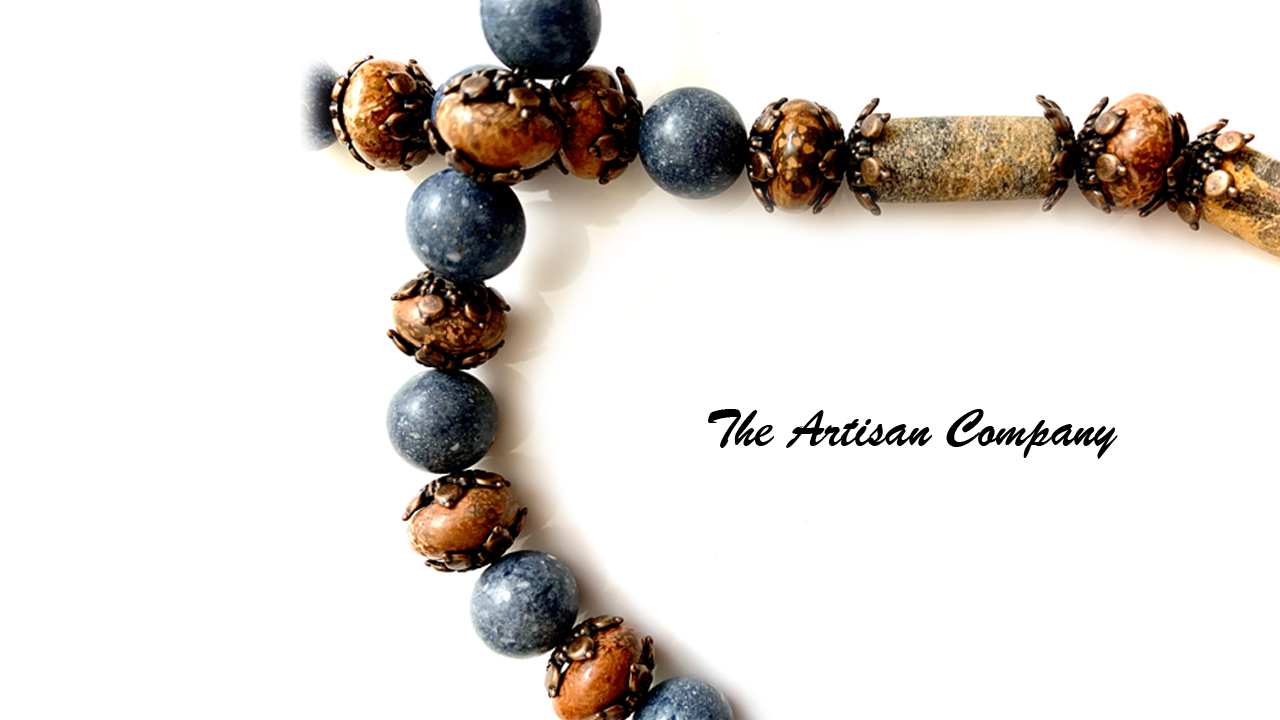 Miriam Stone with Rhyolite and Blue Sponge Coral Necklace