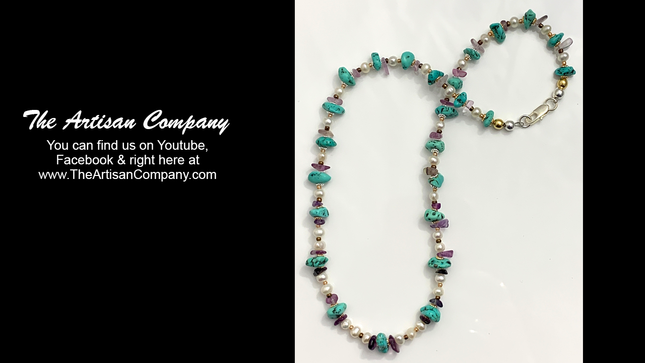 Turquoise, Pearl and Fluorite Necklace