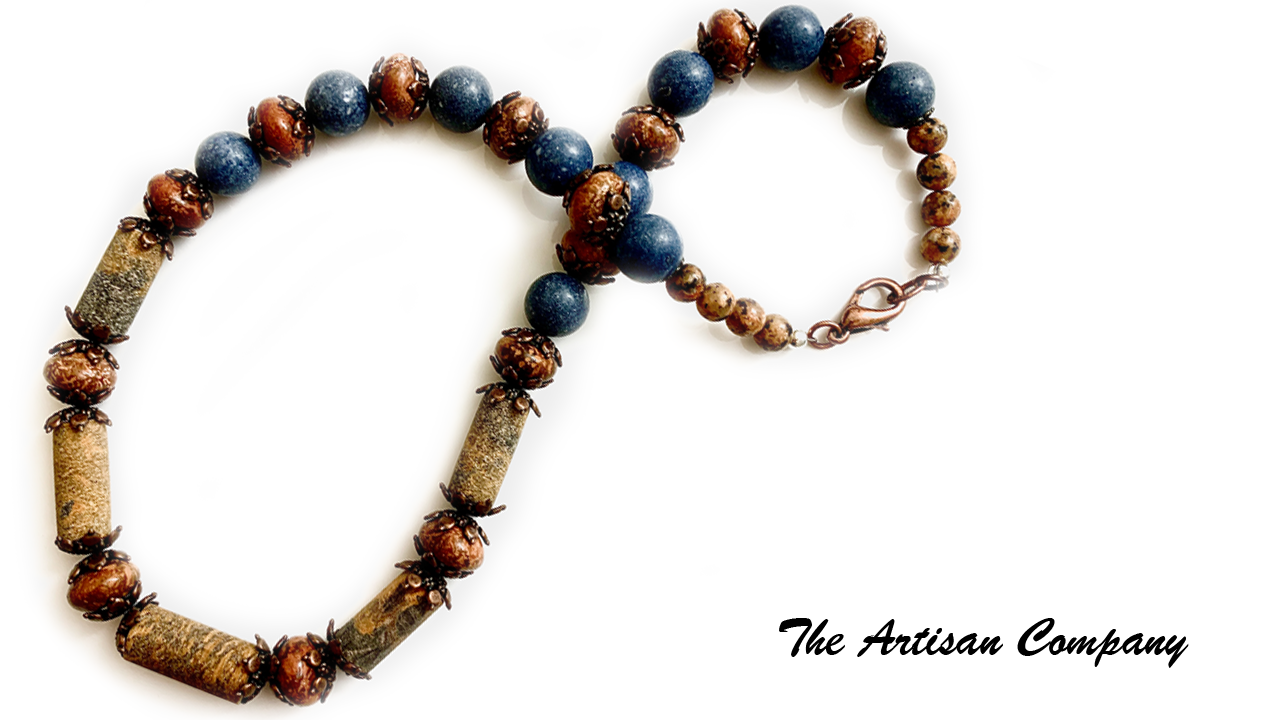 Miriam Stone with Rhyolite and Blue Sponge Coral Necklace