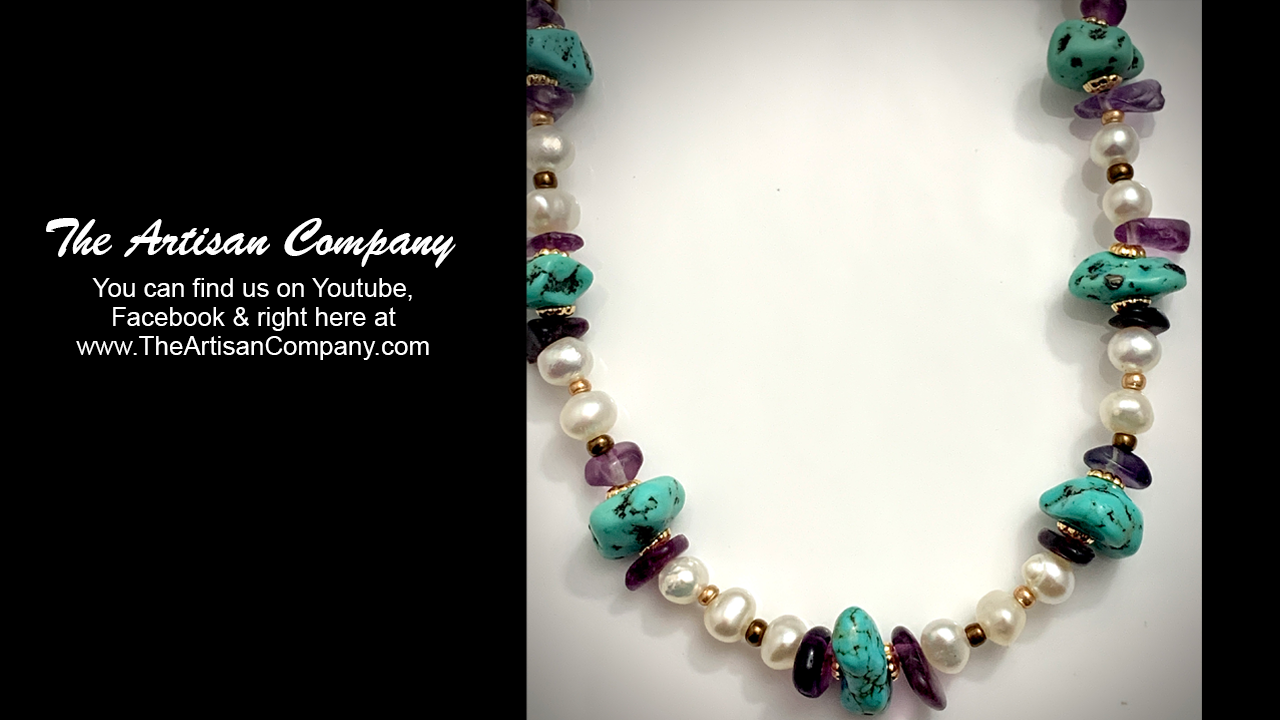 Turquoise, Pearl and Fluorite Necklace