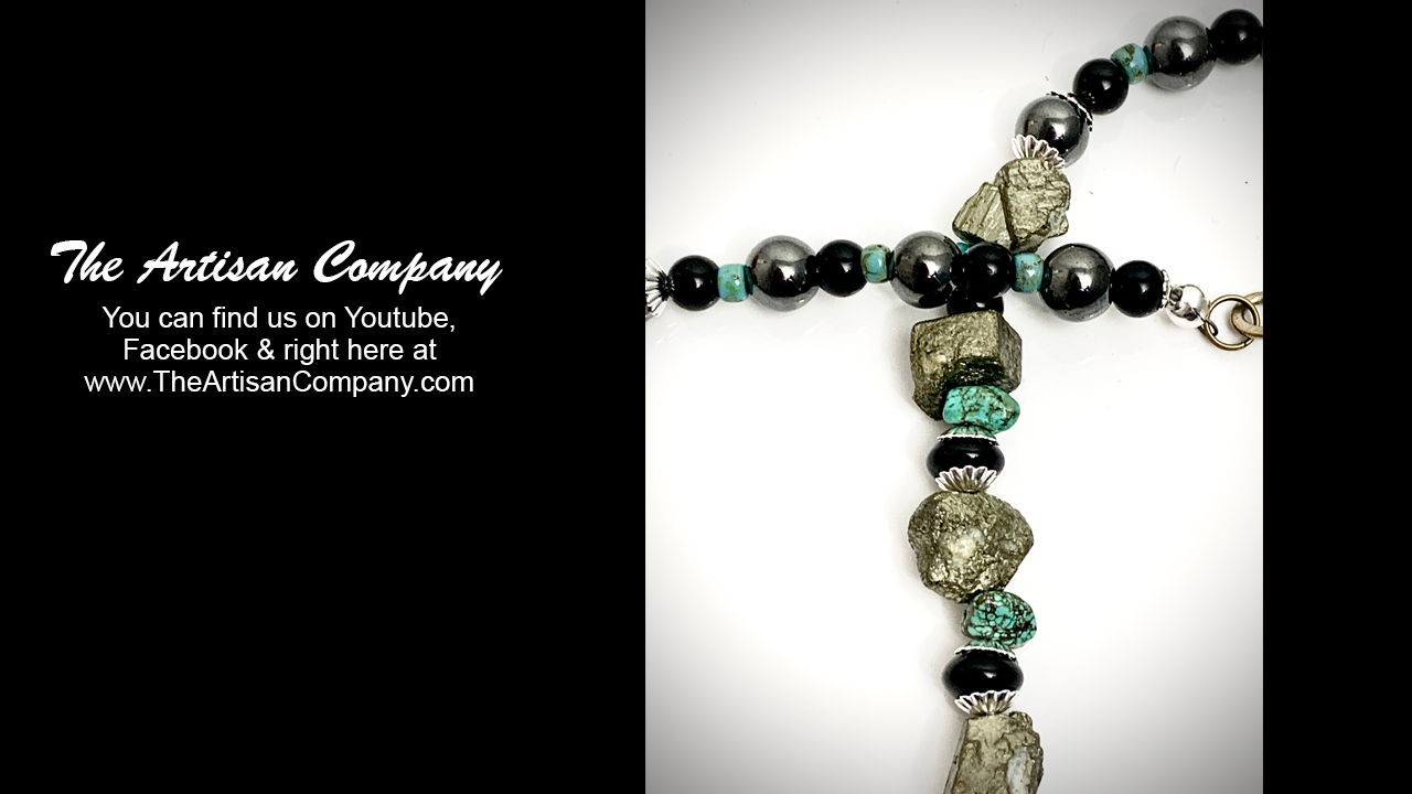 Pyrite, Turquoise and Onyx Necklace