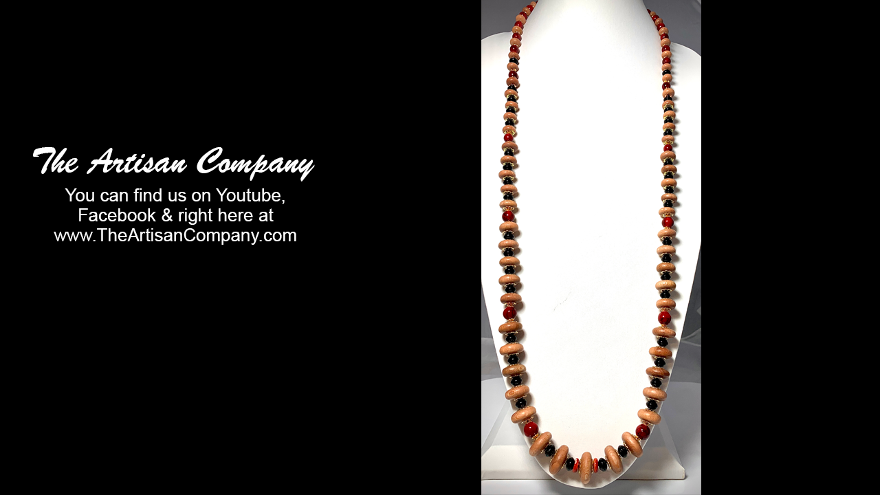 Rosewood and Onyx Necklace with Quartz