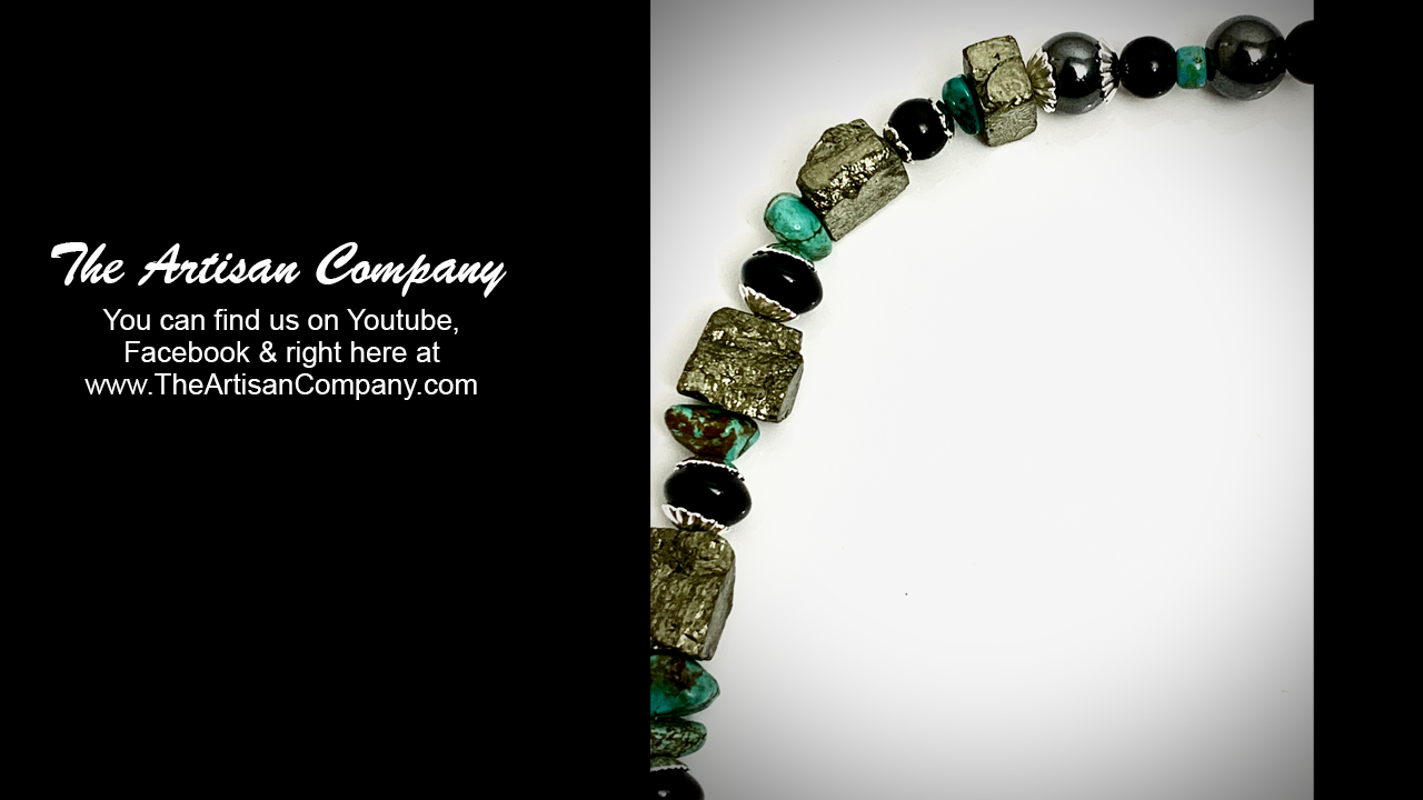 Pyrite, Turquoise and Onyx Necklace