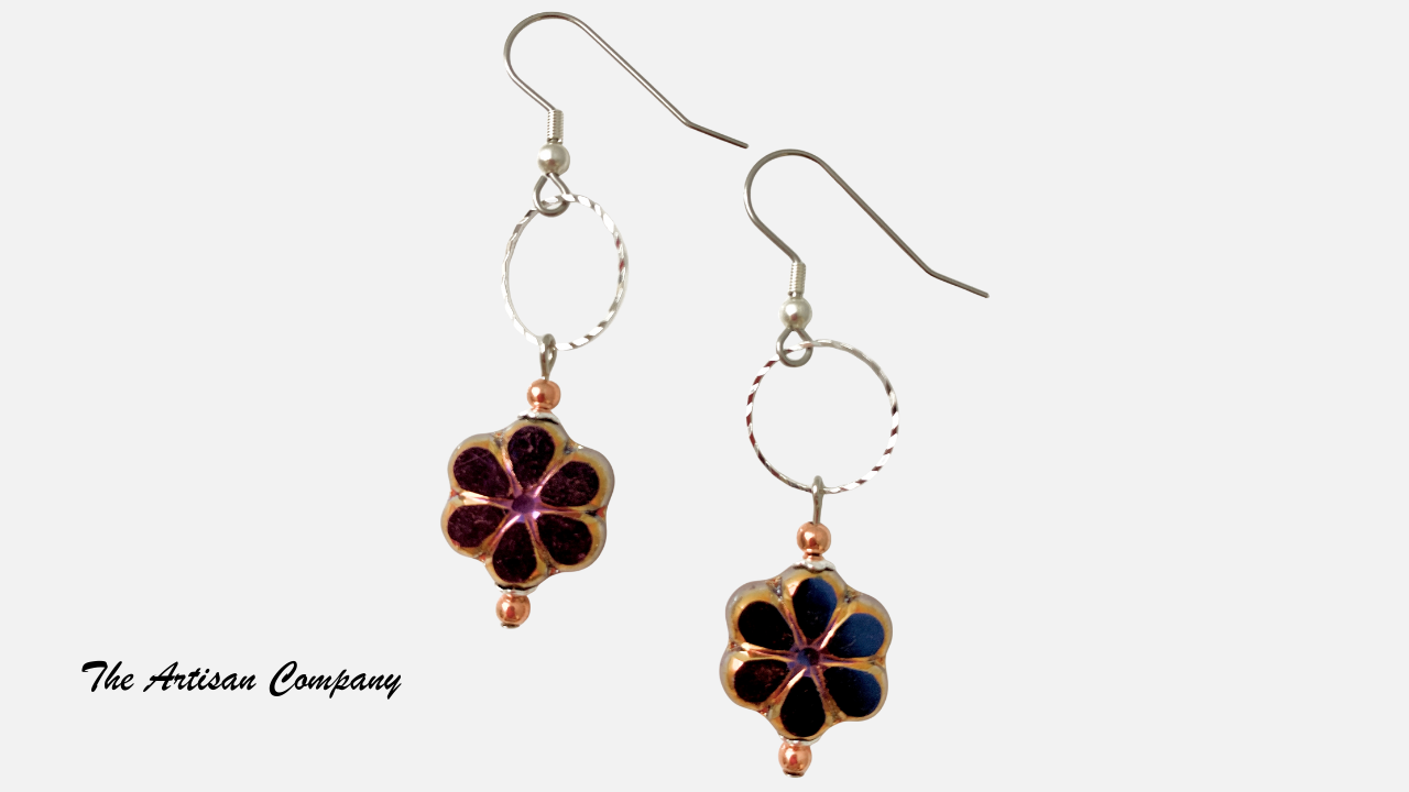 Table Cut Flower Bead Necklace and Earrings