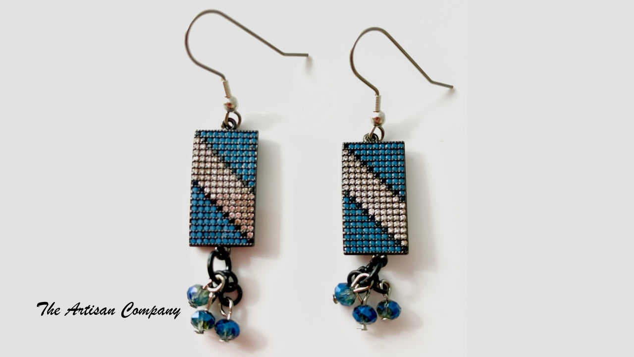 Diagonal Stripe Cubic Zirconia Earrings