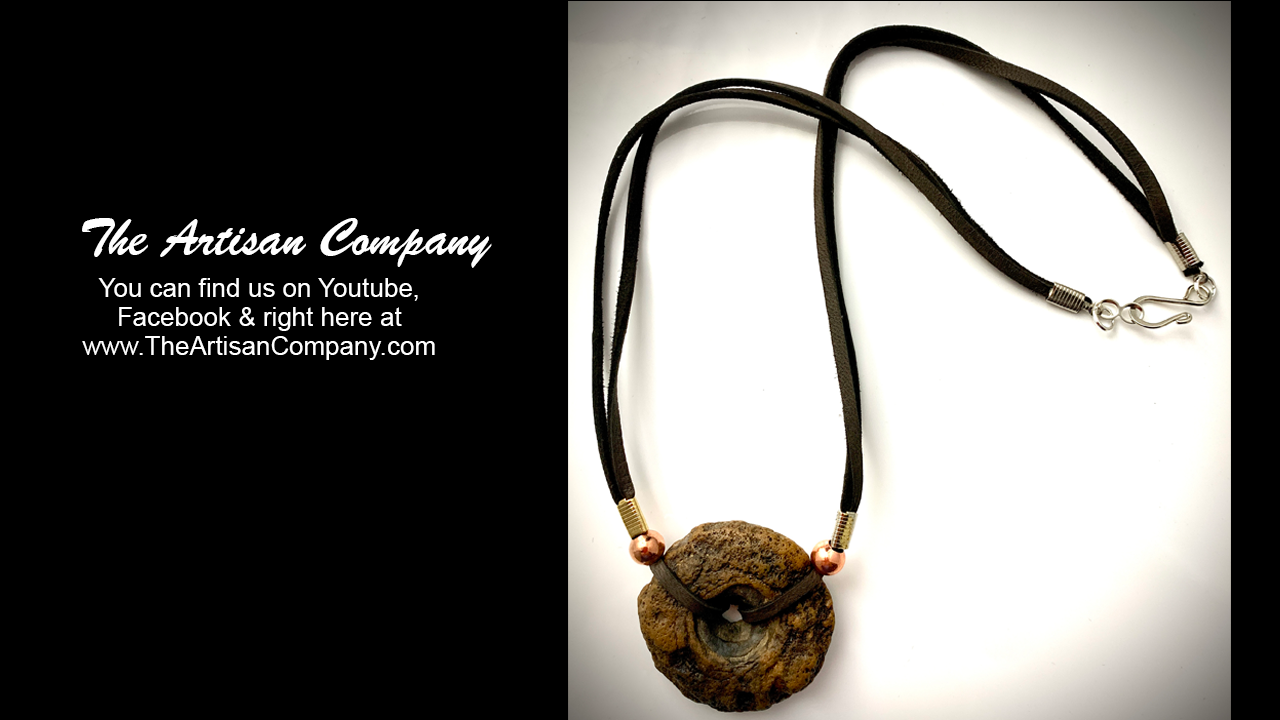River Stone & Leather Mens Necklace