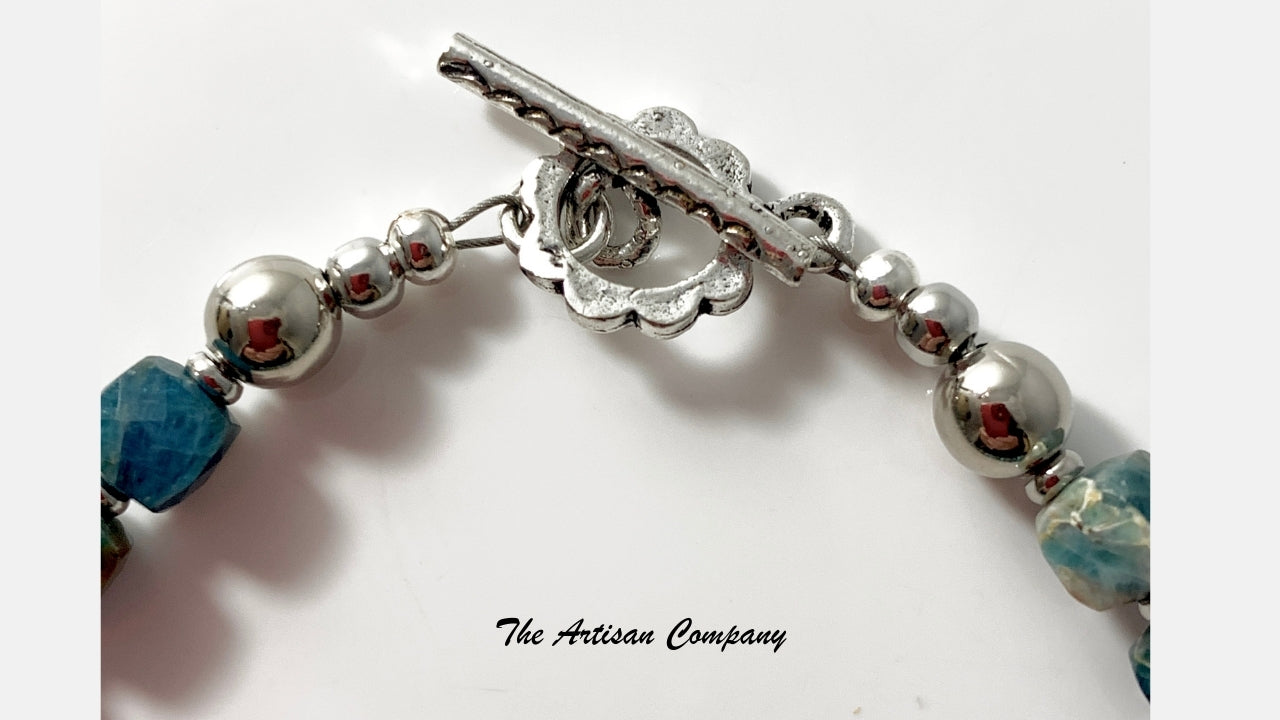 Blue Apatite Stone & Cut Glass Bracelet