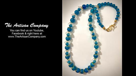 Blue Crackle Glass & Acrylic Necklace