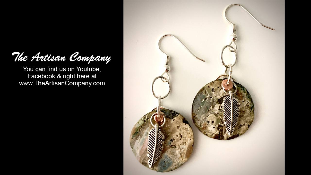 Abalone Shell Earrings with Feather
