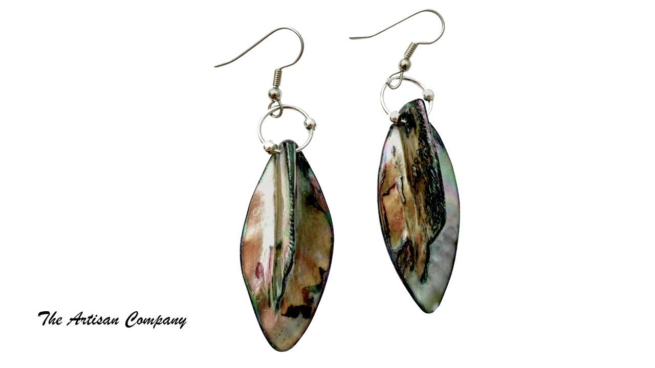 Abalone Shell Fan Necklace with Earrings