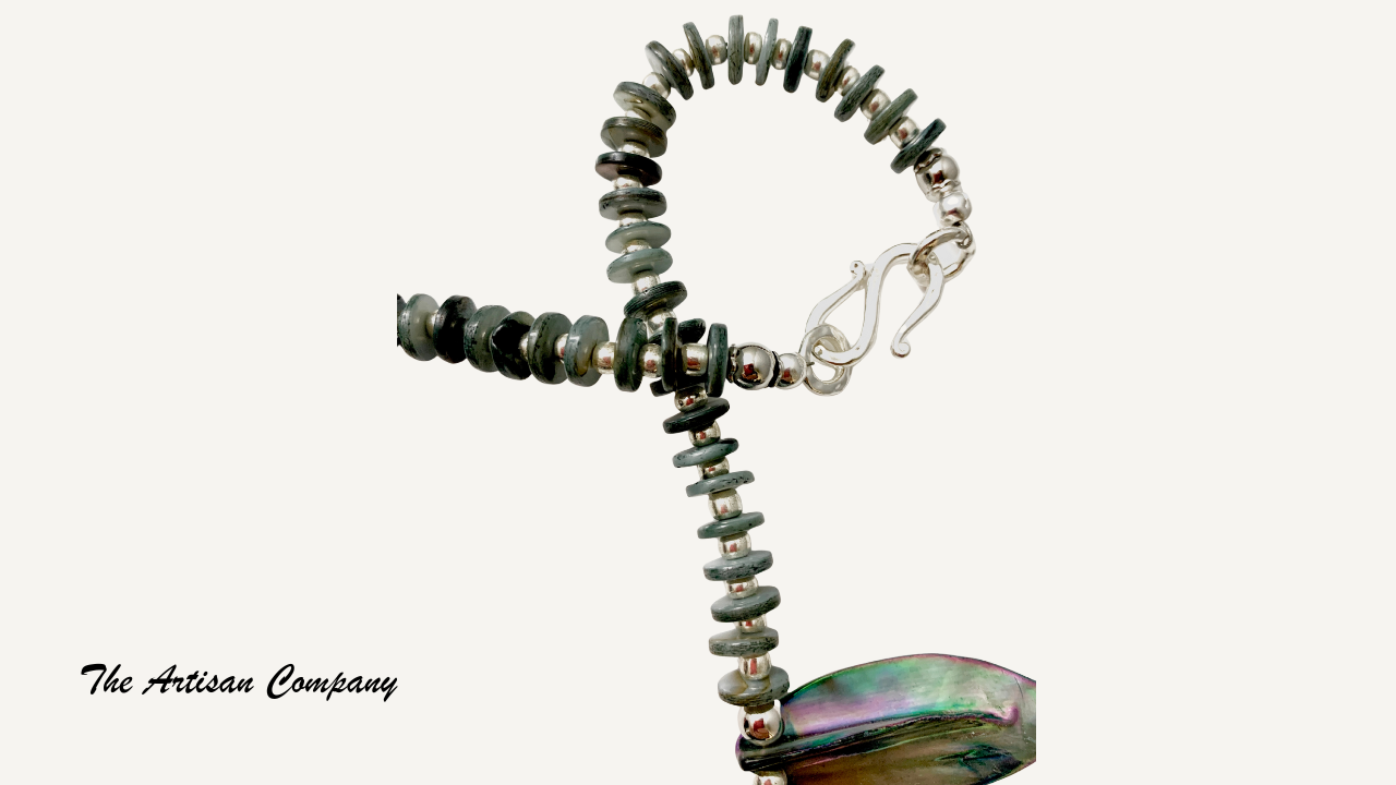 Abalone Shell Fan Necklace with Earrings