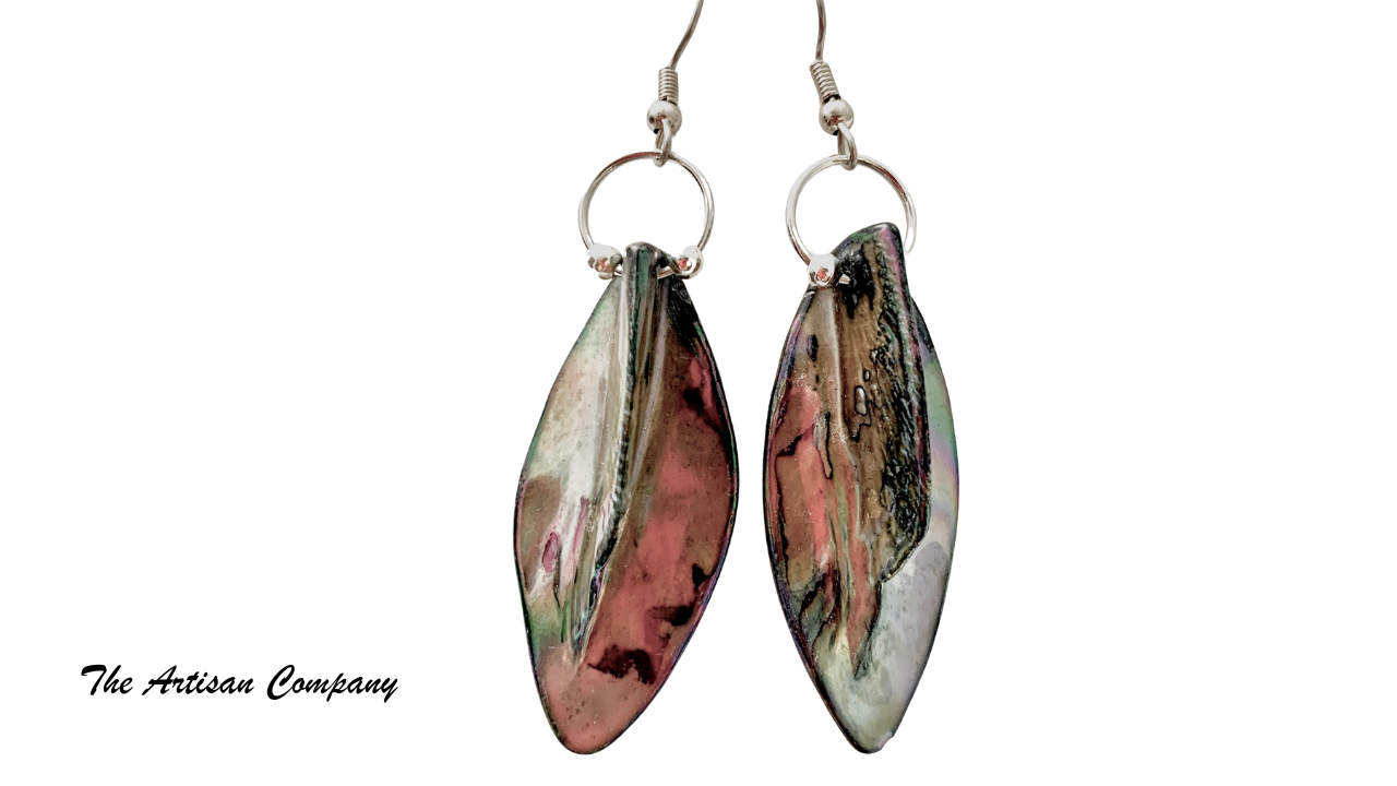 Abalone Shell Fan Necklace with Earrings