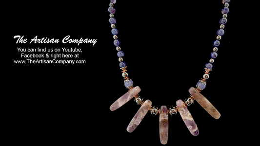 Amethyst and Crackle Agate Stone Necklace with Earrings