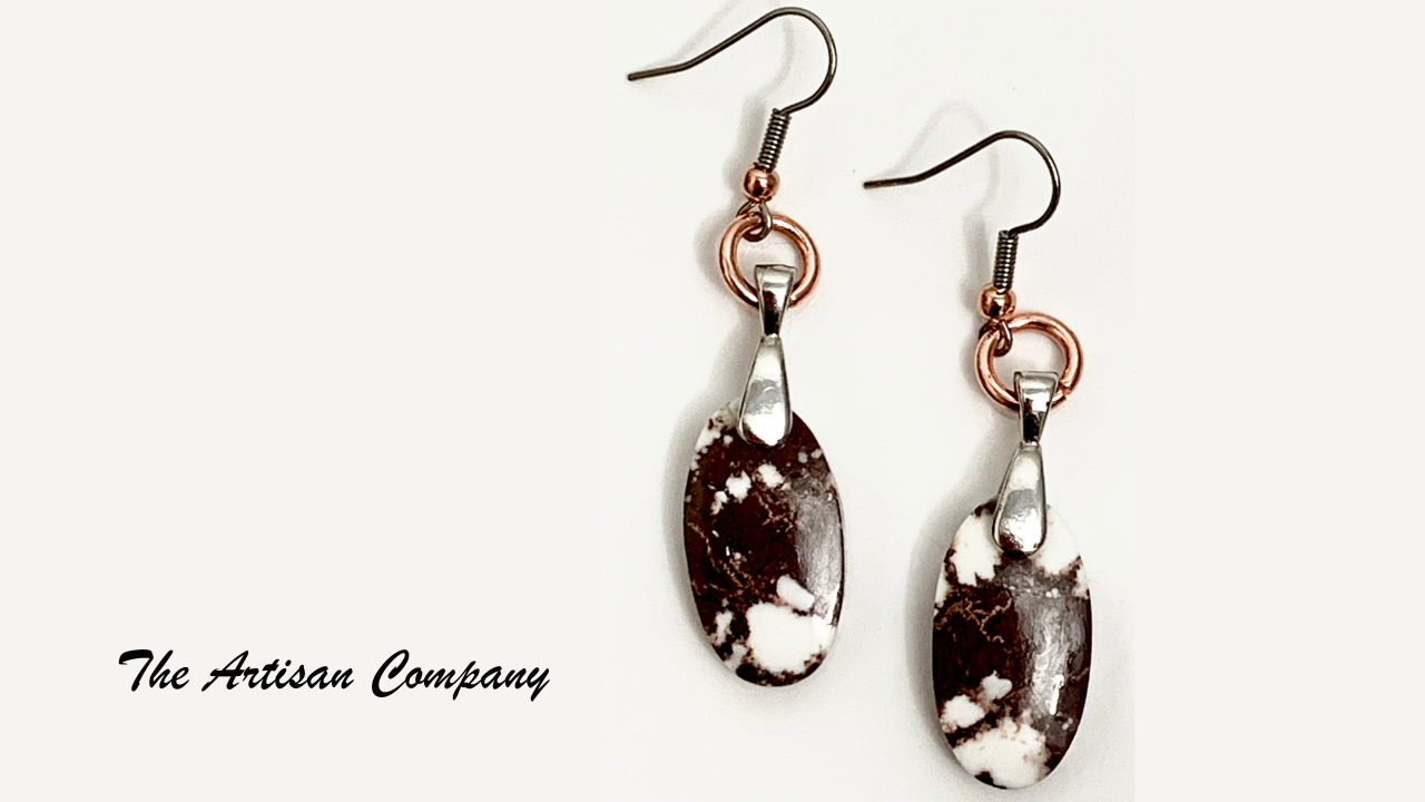Arizona Wild Horse Stone Oval Slab Earrings