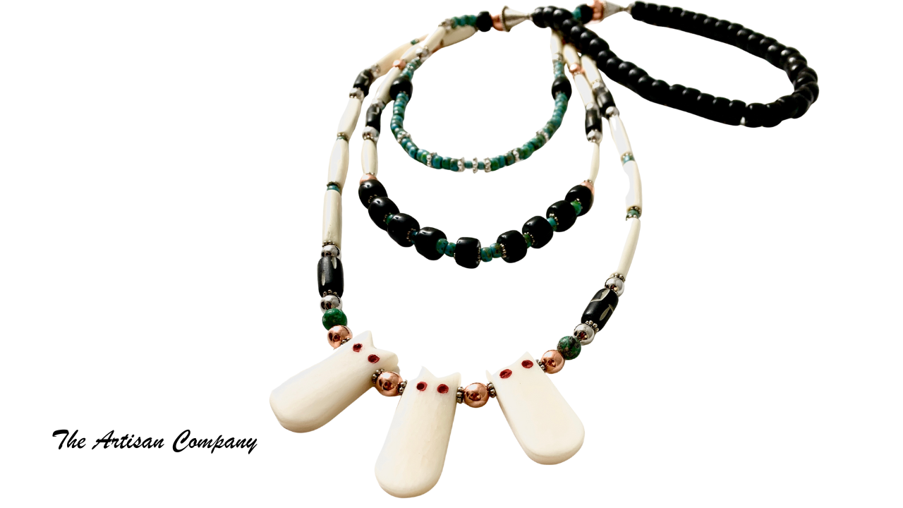 Black and White Bone Southwest Necklace