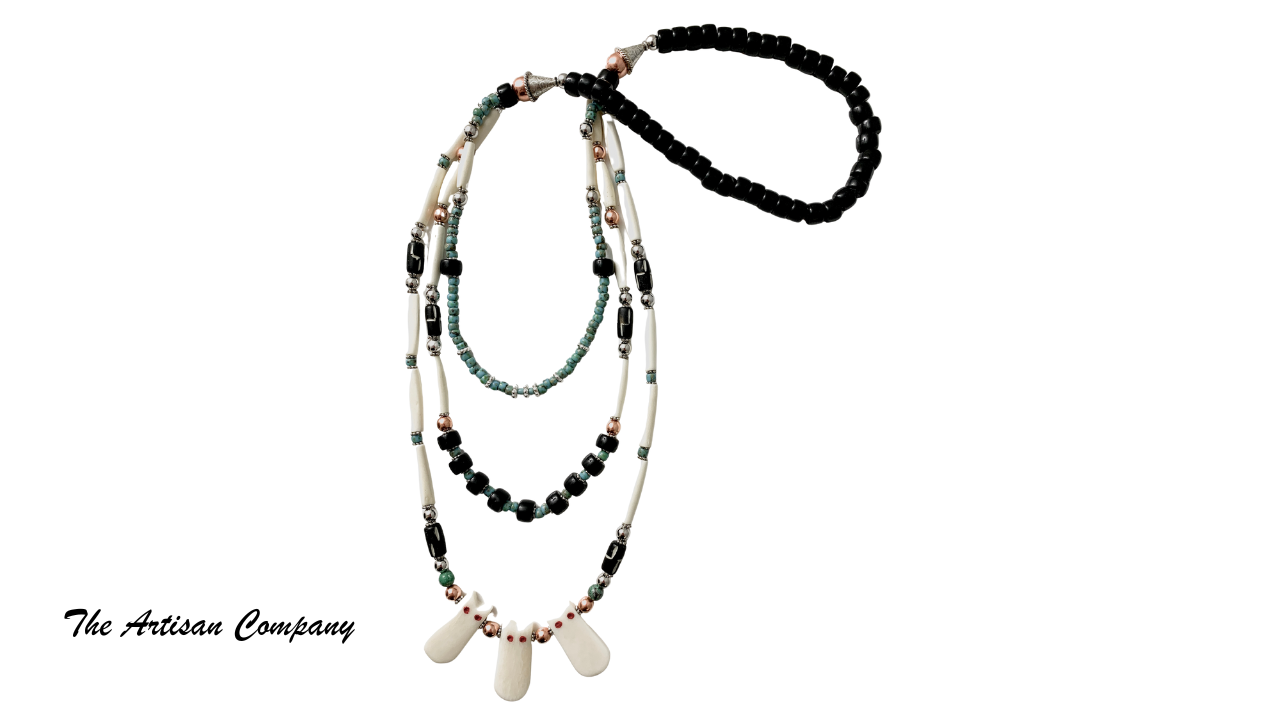 Black and White Bone Southwest Necklace