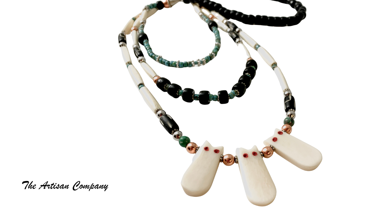 Black and White Bone Southwest Necklace