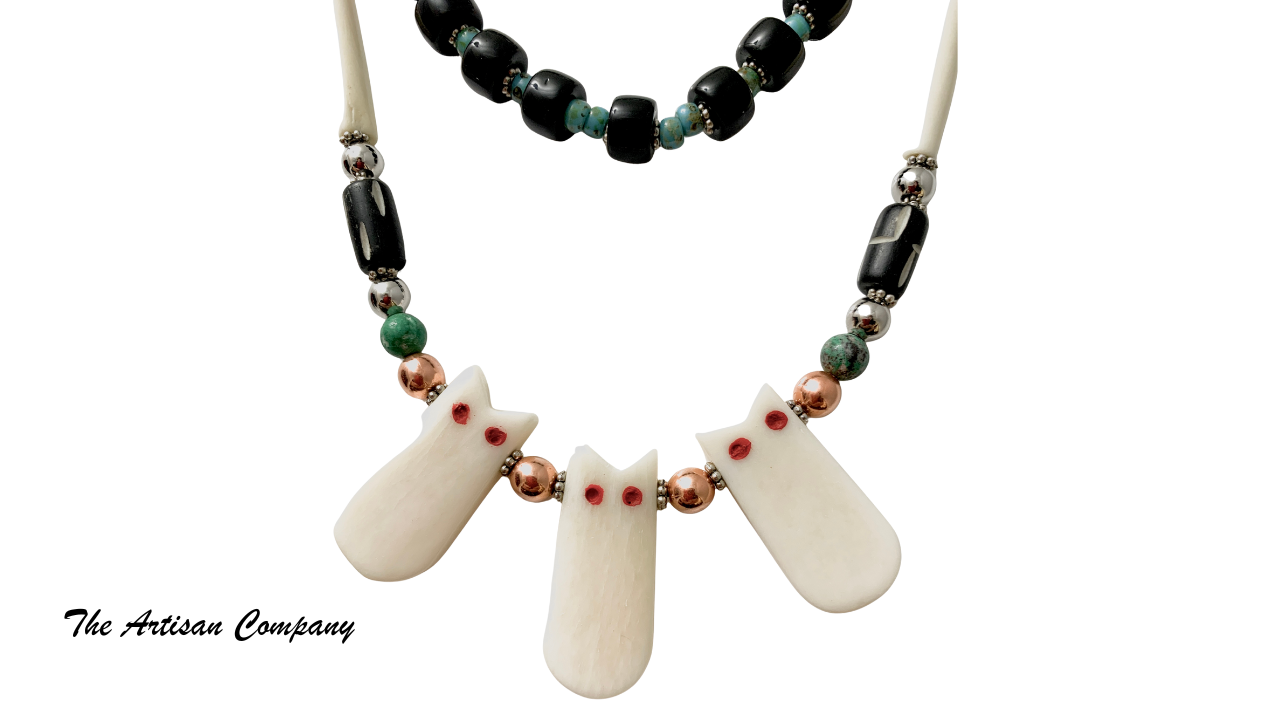 Black and White Bone Southwest Necklace