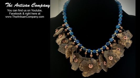 Blue Agate Stone & Coconut Shell Necklace