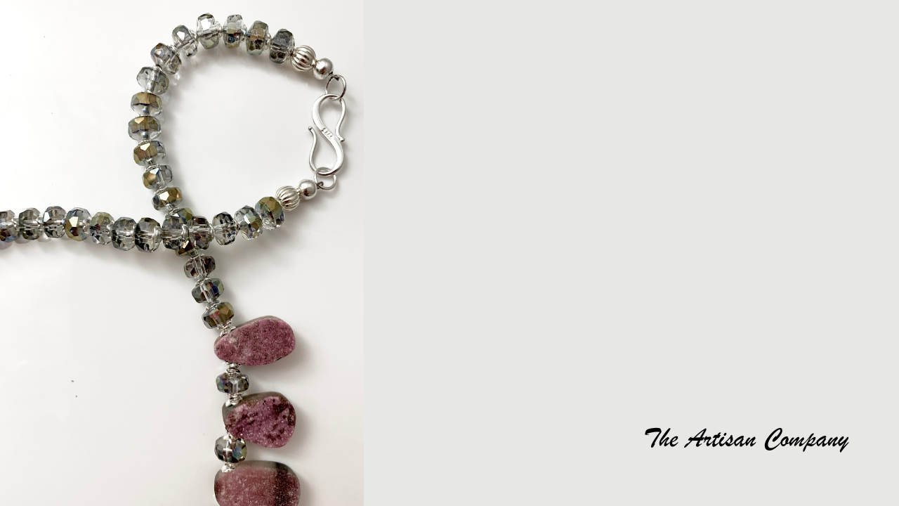 Cobalto Calcite Stone Drop Necklace #1