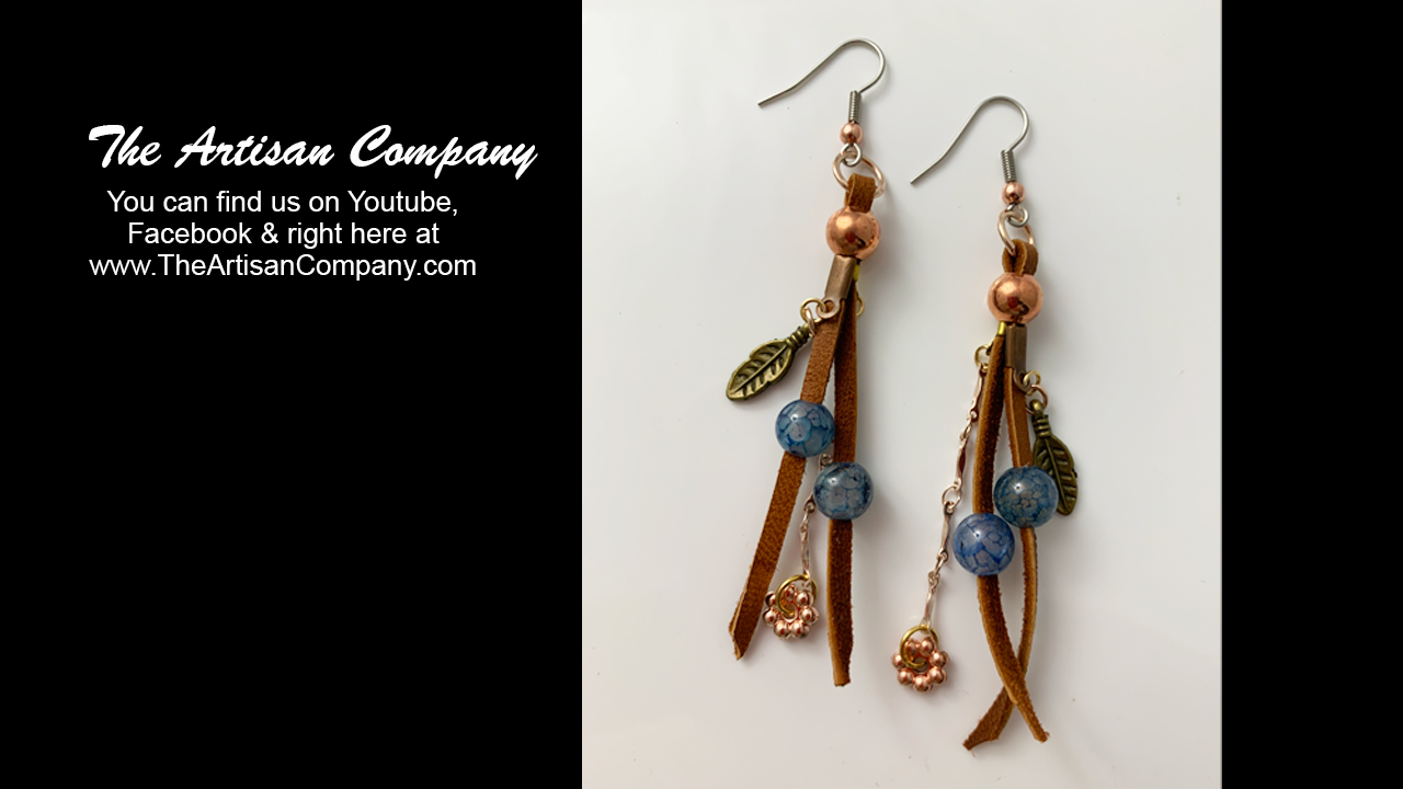 Deer Hide and Blue Agate Stone Earrings