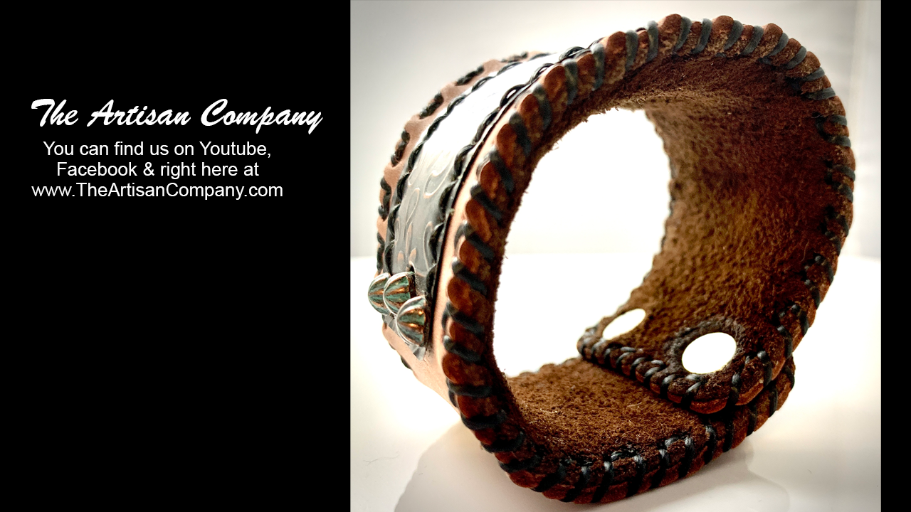 Distressed Cowhide & Copper Bracelet