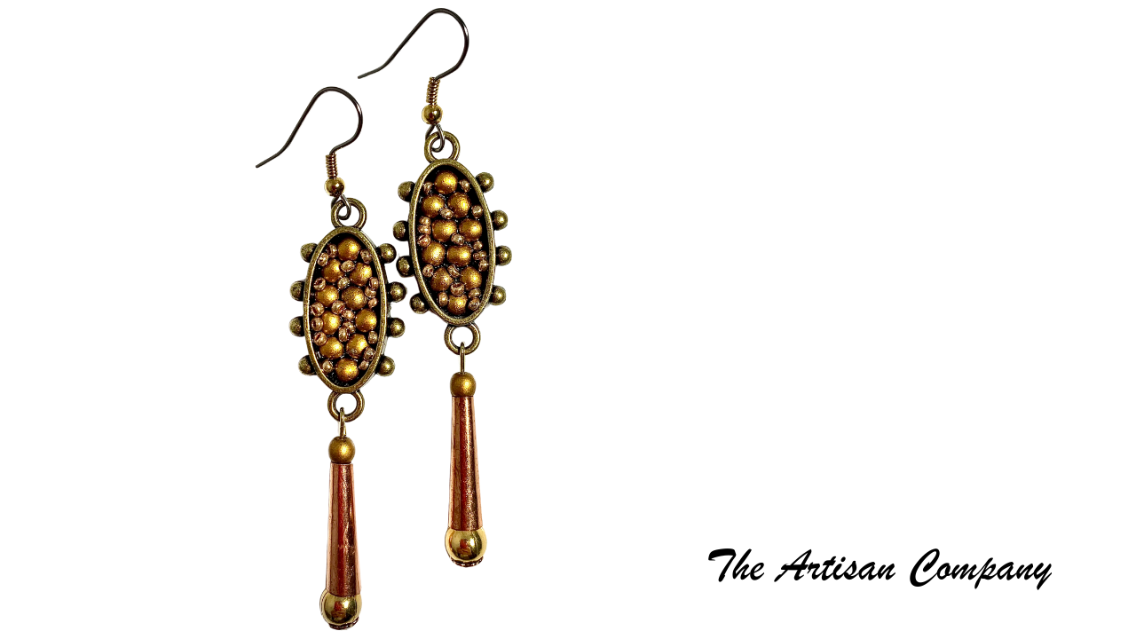 Matte Gold Oval with Jingle Cone Earrings