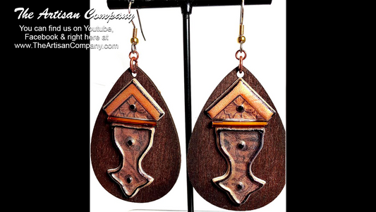 Wooden Drop Earring w/ Faux Metal Embellishments