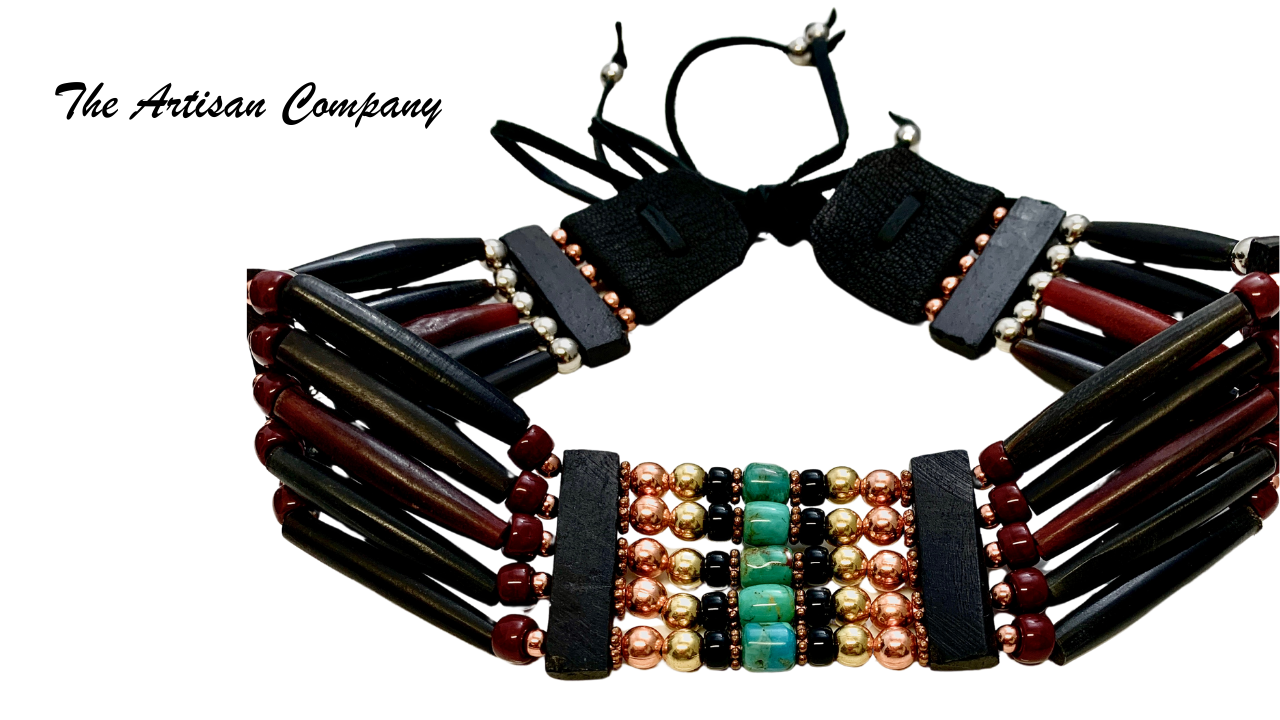 Five Strand Buffalo Horn Choker with Turquoise