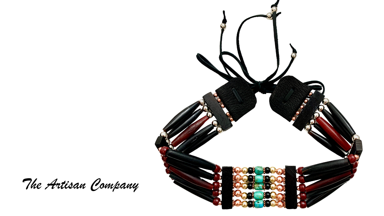 Five Strand Buffalo Horn Choker with Turquoise
