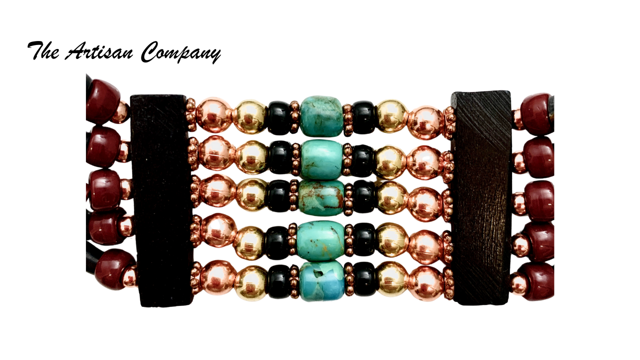 Five Strand Buffalo Horn Choker with Turquoise