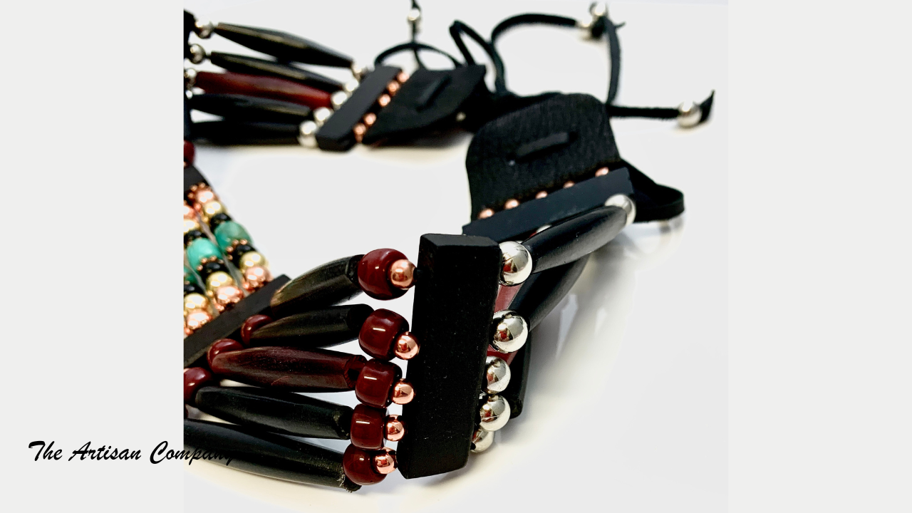 Five Strand Black Buffalo Horn Turquoise Choker