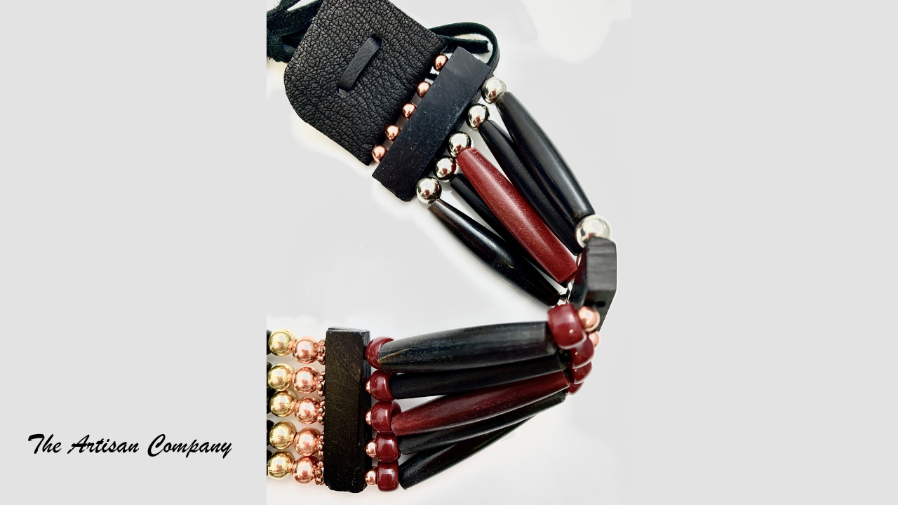 Five Strand Black Buffalo Horn Turquoise Choker
