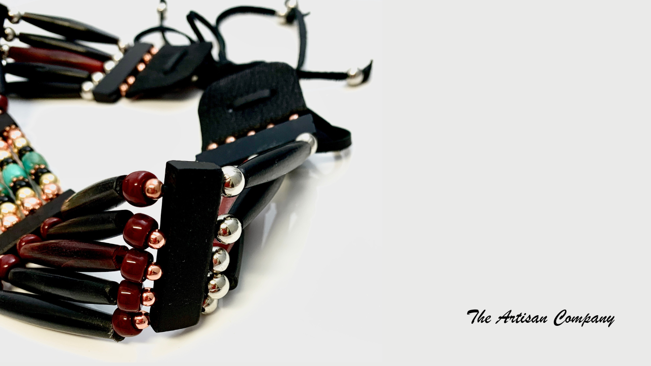 Five Strand Black Buffalo Horn Turquoise Choker