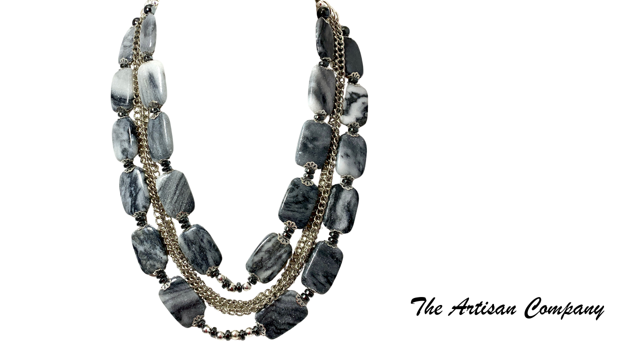 Gray Marble with Chain Necklace