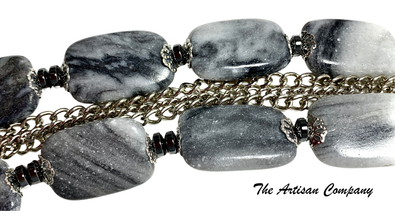 Gray Marble with Chain Necklace