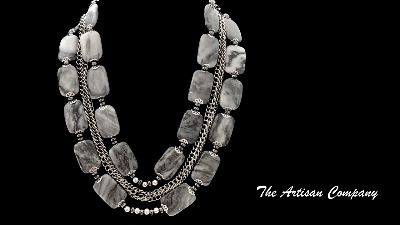 Gray Marble with Chain Necklace