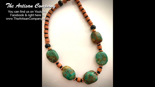 Green Turquoise with Terracotta Clay Necklace