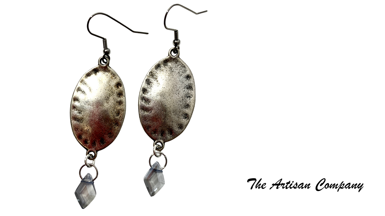 Hammered Oval Drop Earrings