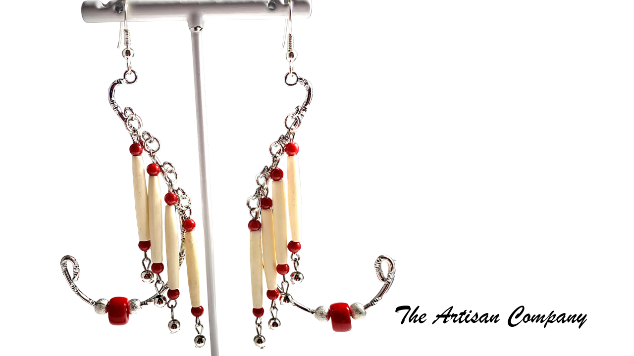 Edgy Southwest Style White Bone Earrings
