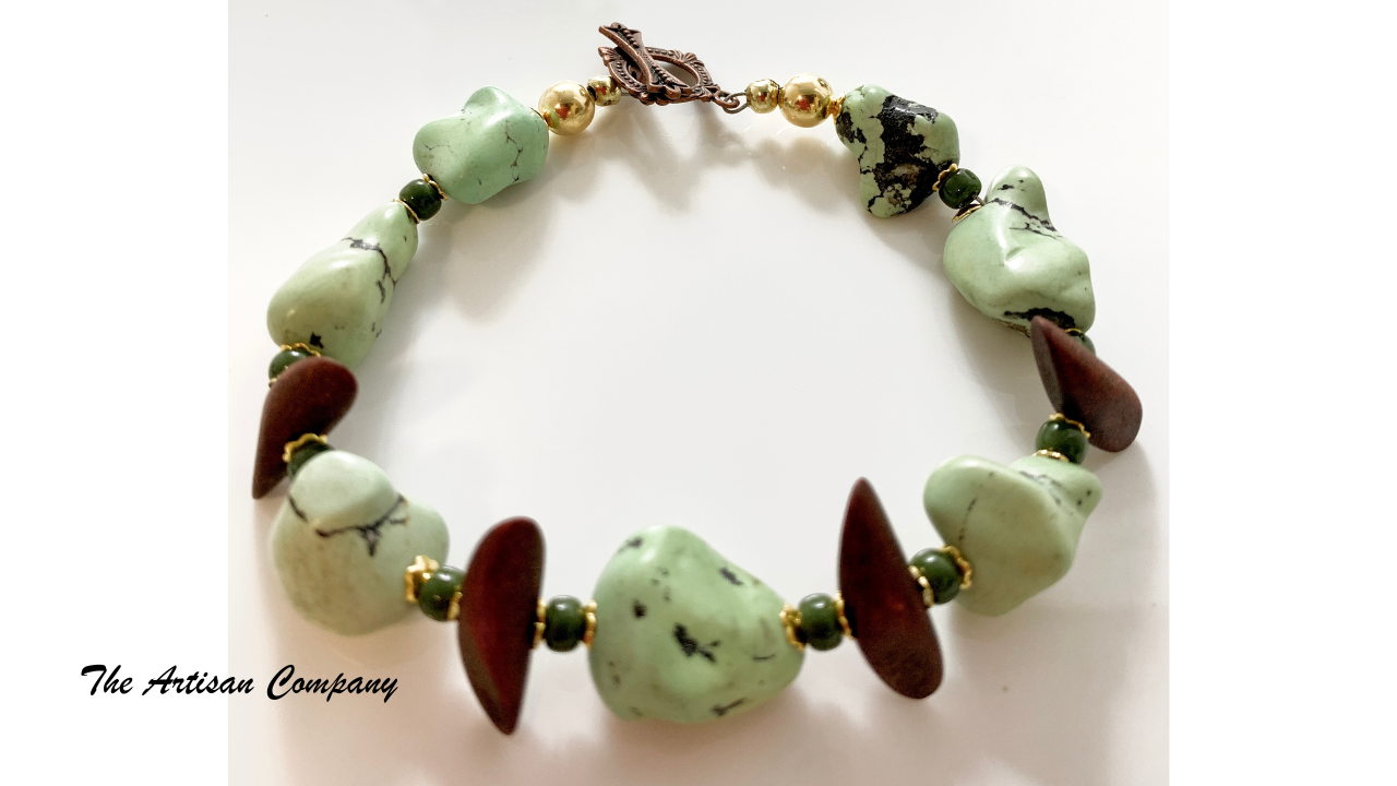 Large Chunky Light Green Turquoise Bracelet