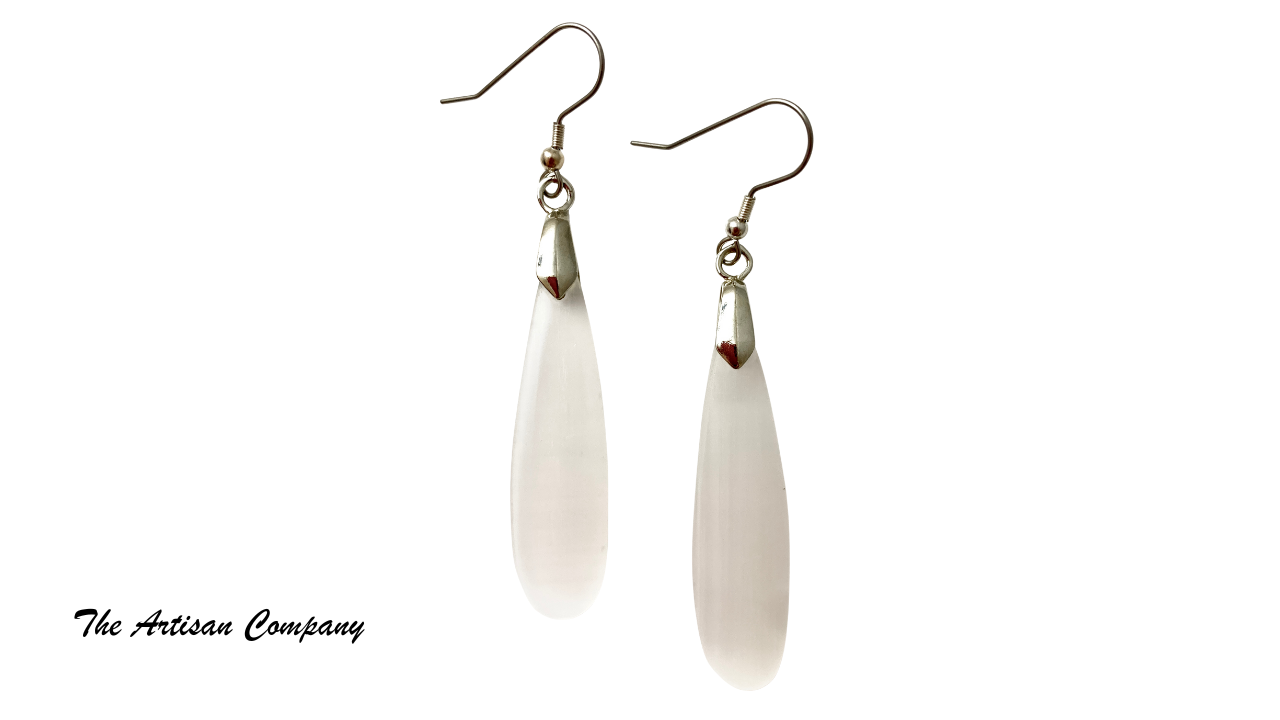 Large Selenite Drop Earrings