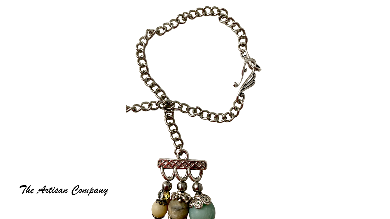 Matte Finish Amazonite Stone Necklace w Earrings
