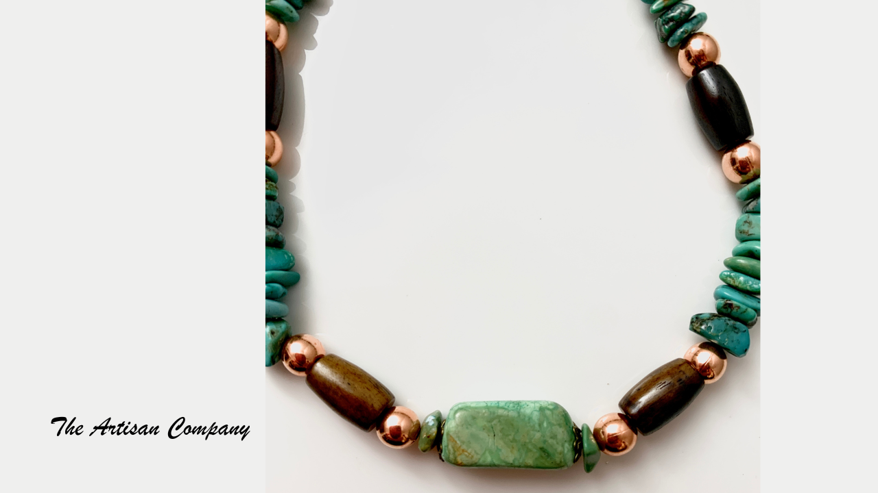 Mens Turquoise and Bone Necklace