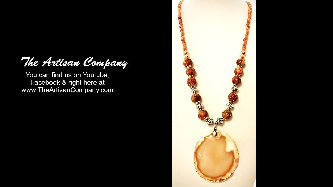 Orange Agate Stone with Imperial Jasper Necklace