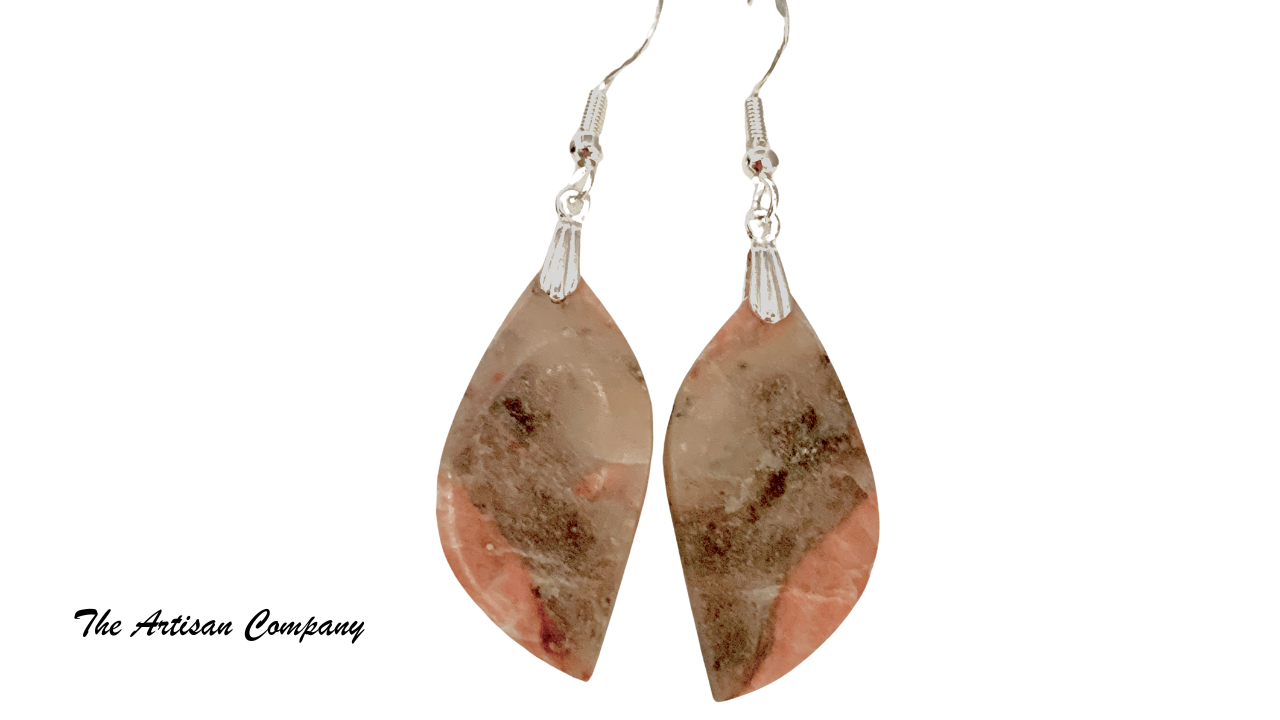 Pink Stromatolite Stone Slab Earrings (Mexico)