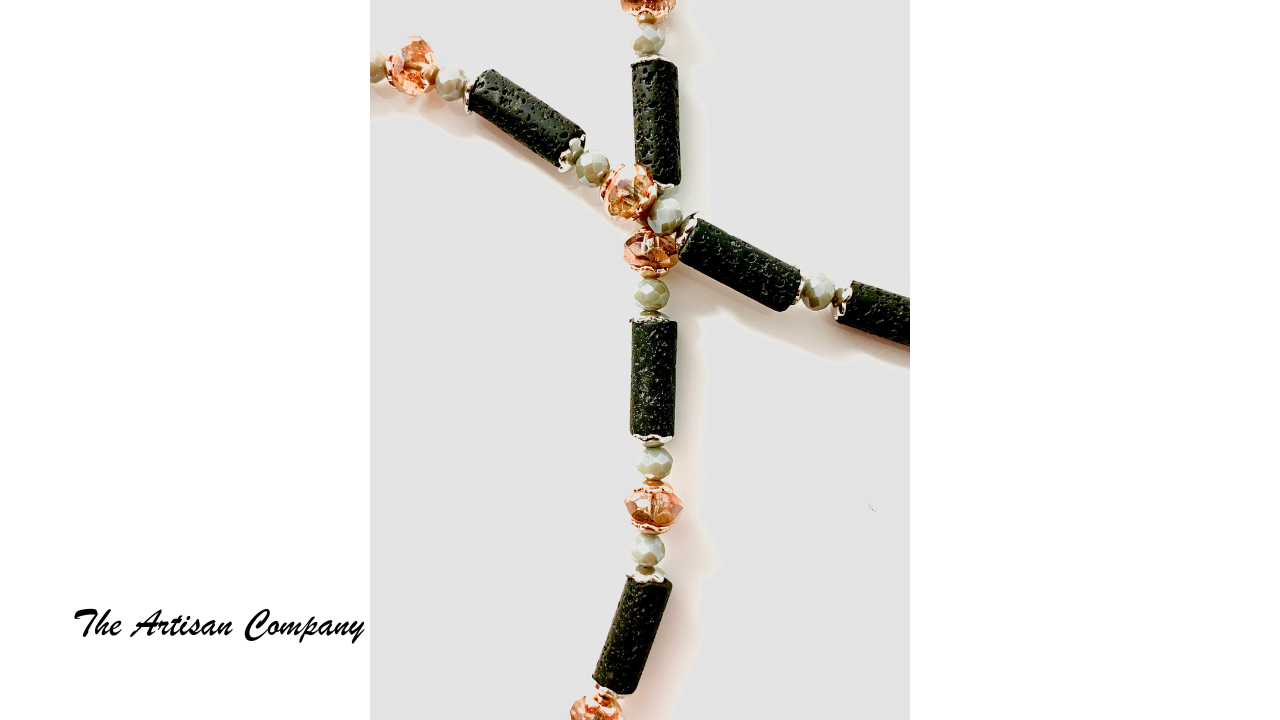 Pink Stromatolite Stone & Lava Rock Necklace