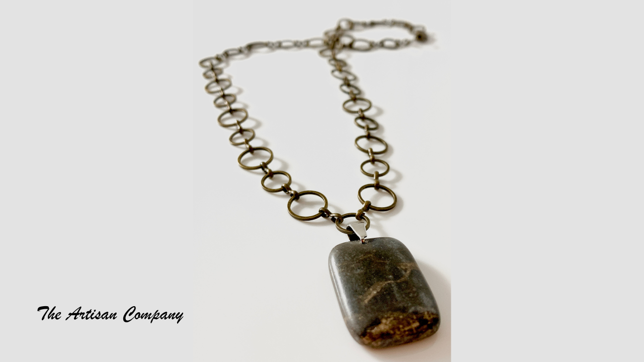 Portoro Marble Necklace w Chain