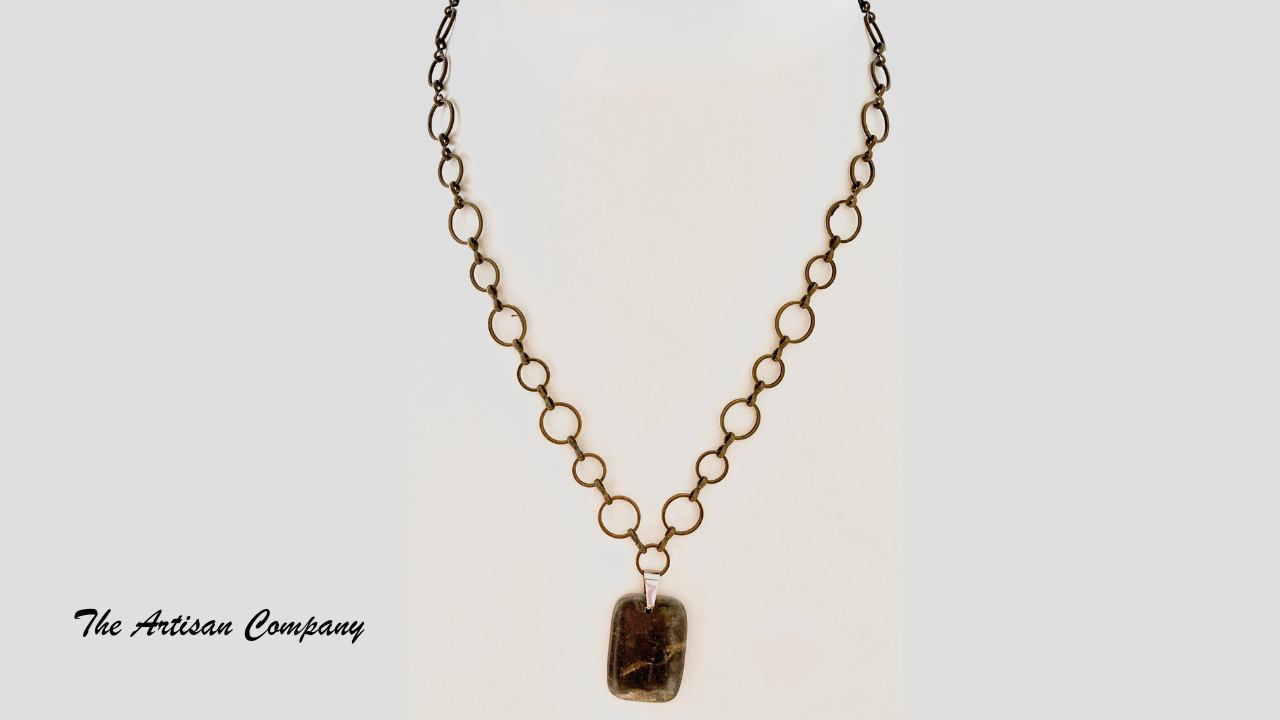 Portoro Marble Necklace w Chain