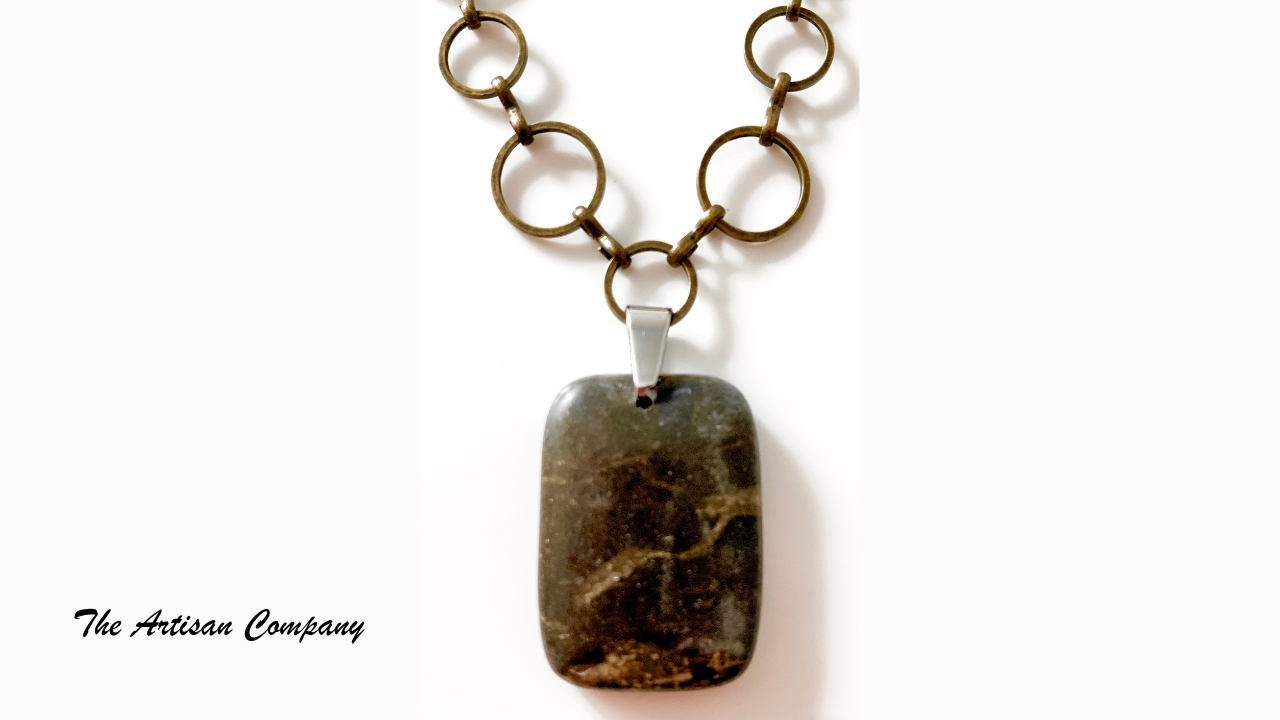 Portoro Marble Necklace w Chain